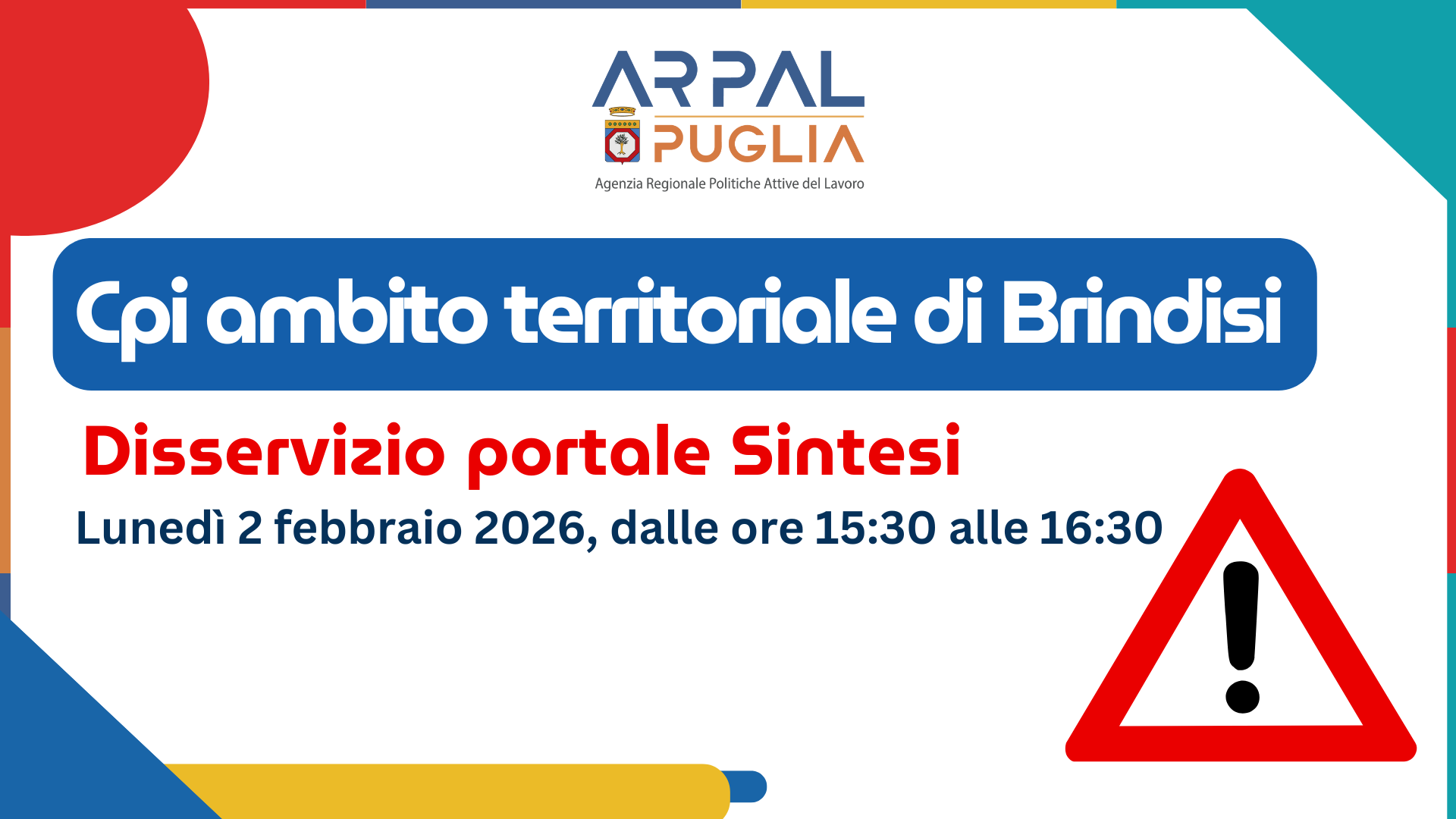 AGGIORNAMENTO DI SISTEMA IL 2 FEBBRAIO DALLE 15:30 ALLE 16:30